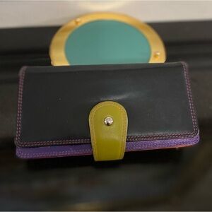 Colorblock Orange Leather Wallet